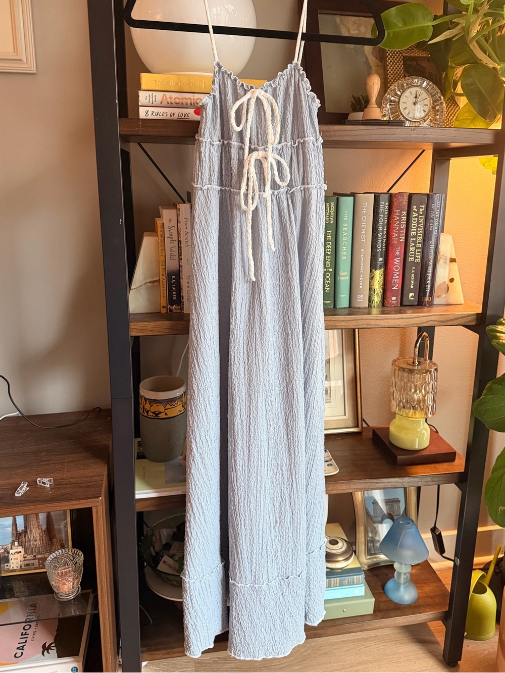 Light Blue Summer Maxi Dress with Ties